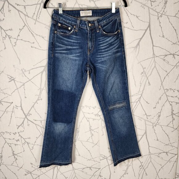 Derek Lam 10 Crosby Patchwork Gia Mid Rise Cropped Flare Jeans - Picture 2 of 10